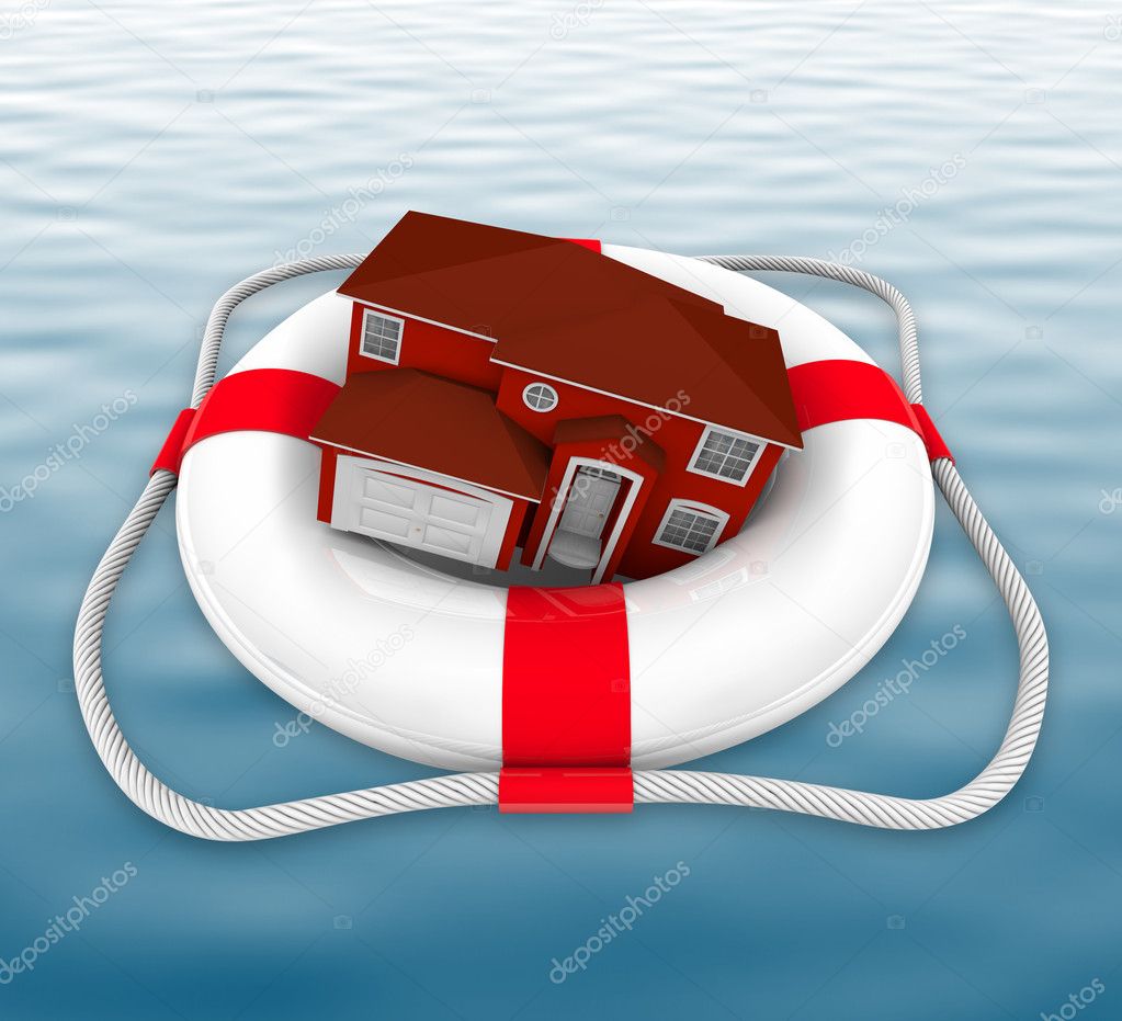 Home in Life Preserver on Water