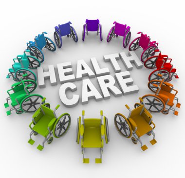 Wheelchairs in Ring Around Health Care Words clipart