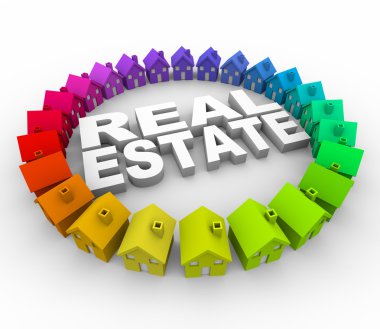 Real Estate - Words Surrounded by Houses clipart