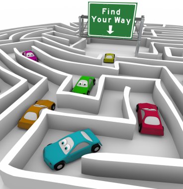 Find Your Way - Cars Lost in Maze clipart