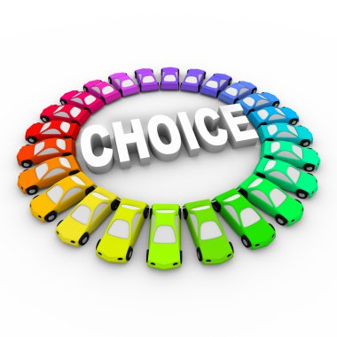 Choice - Colored Cars Around Word clipart