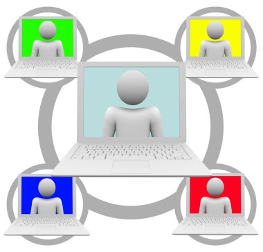 Social Networking on Laptop Computers clipart