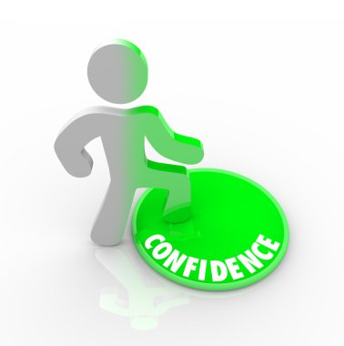 Stepping Onto the Confidence Button clipart