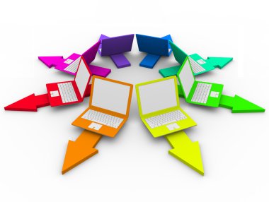 Colored Laptops on Arrows - Choices clipart