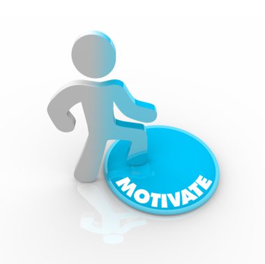 Person Stepping Onto Motivate Button clipart