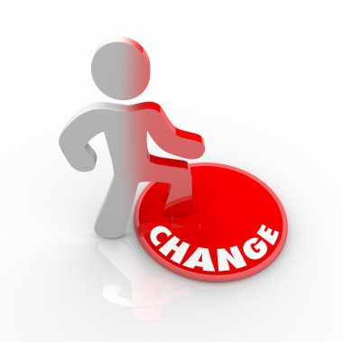 Person Stepping Onto Change Button clipart