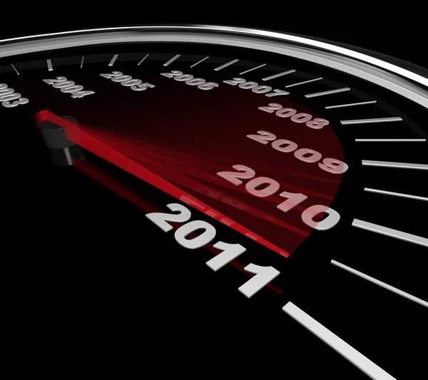 2011 - yeni yıla ulaşan hız göstergesi — Stok fotoğraf