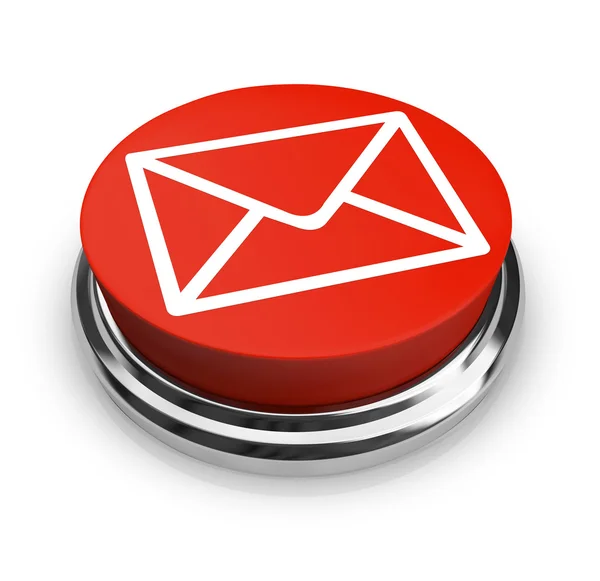 E-posta zarf - kırmızı düğme — Stok fotoğraf