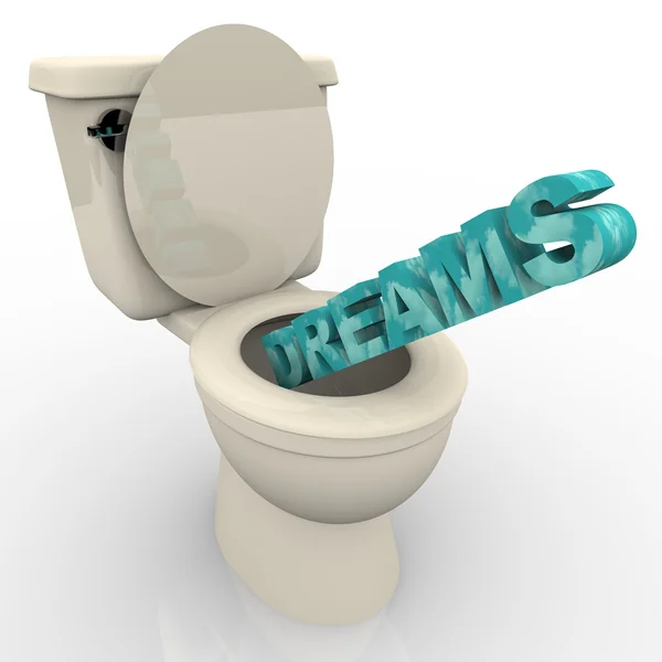Dromen spoelen in het toilet — Stockfoto