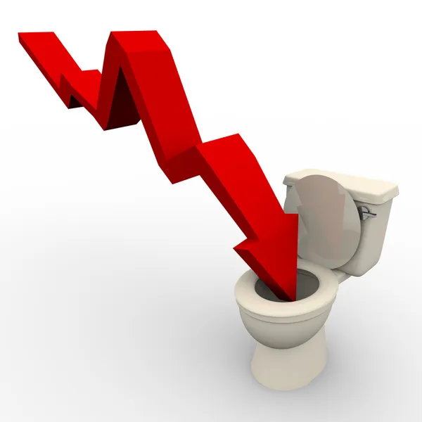 Arrow Plunging Down into the Toilet — Stock Photo, Image