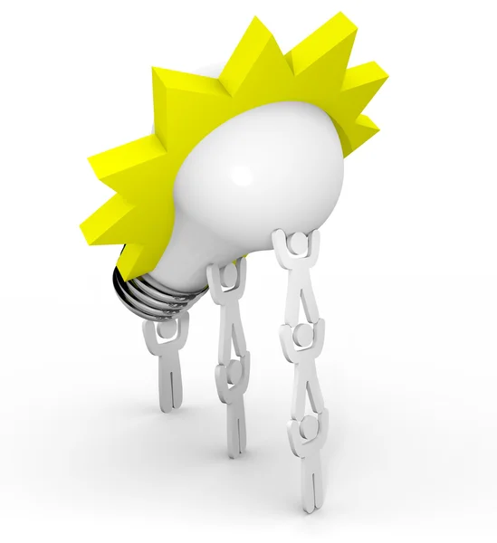 Innovation - Team Lifting Light Bulb — Stock Photo, Image