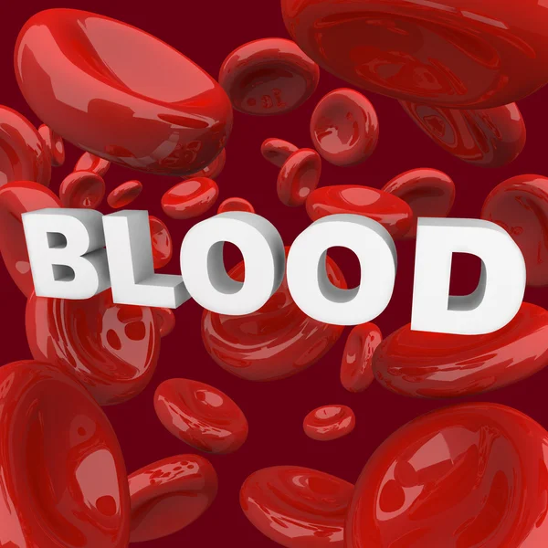 Кров - слово оточене клітинами — стокове фото