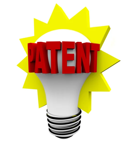 Palavra de patente sobre lâmpada — Fotografia de Stock
