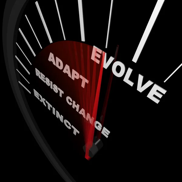 Evolve - Speedometer Tracks Progress of Change — Stock Photo, Image