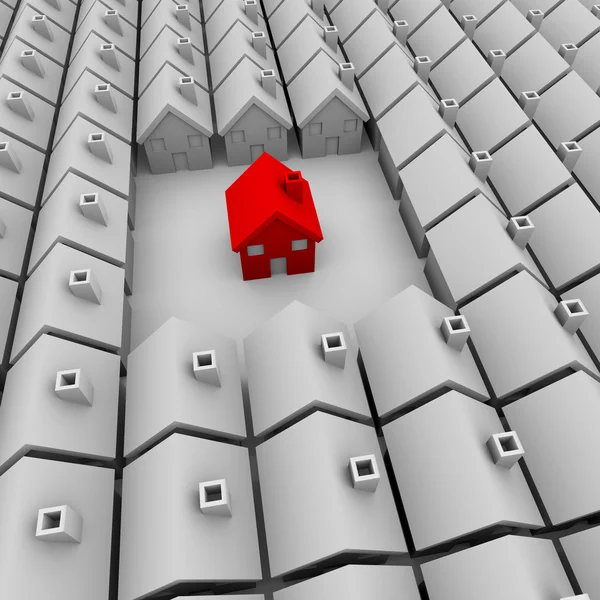 Ett rött hus står ensam — Stockfoto
