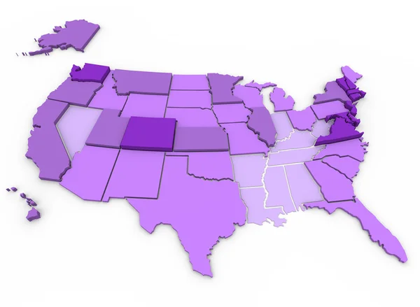 Níveis de Educação por Estado - Mapa dos EUA — Fotografia de Stock