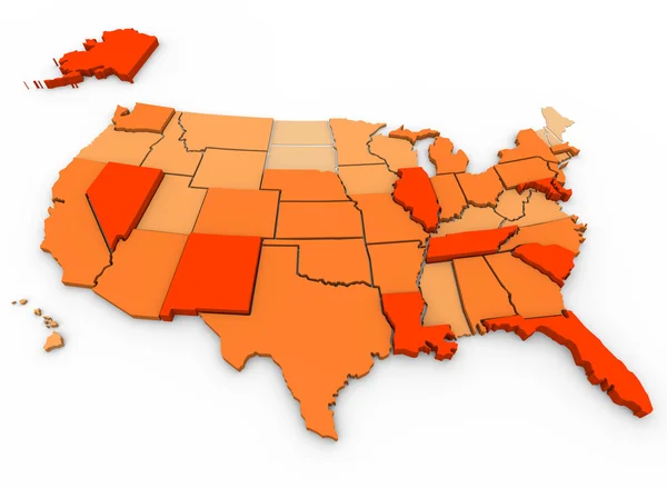 Násilných činů na hlavu - mapa USA — Stock fotografie