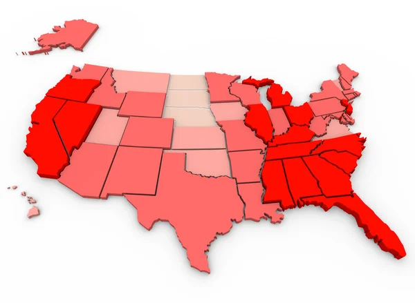 Taxas de desemprego - Mapa dos Estados Unidos — Fotografia de Stock