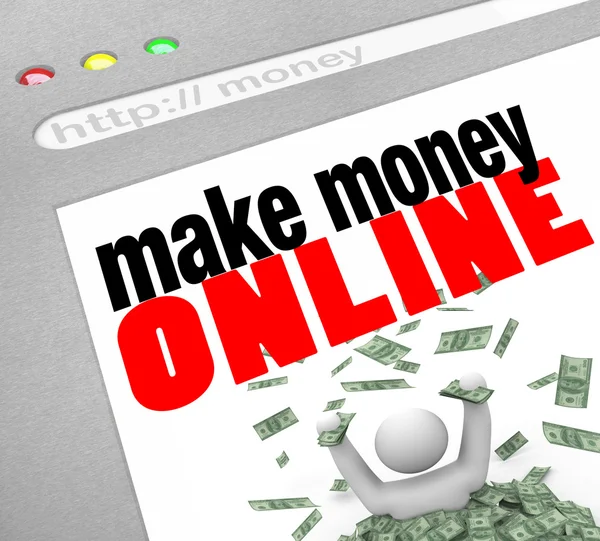 Vydělat peníze online - web obrazovky — Stock fotografie