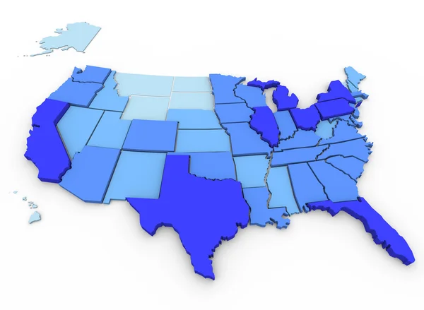 População dos EUA Mapa da maioria dos Estados Populados — Fotografia de Stock
