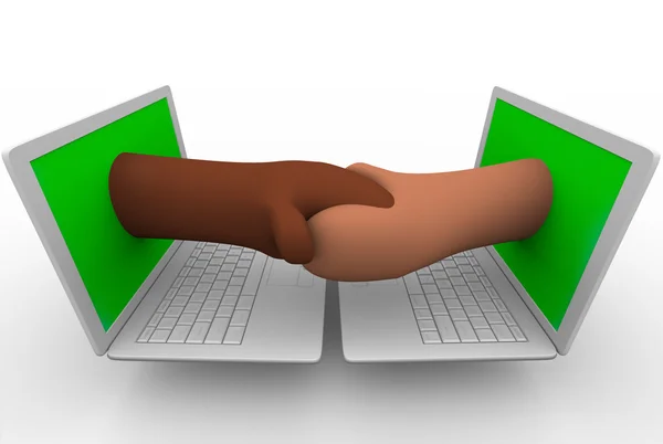 Handshake - Laptop Computers — Stock Photo, Image