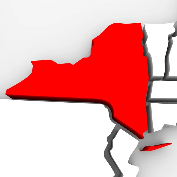 New york eyalet harita - kırmızı soyut 3d çizim — Stok fotoğraf