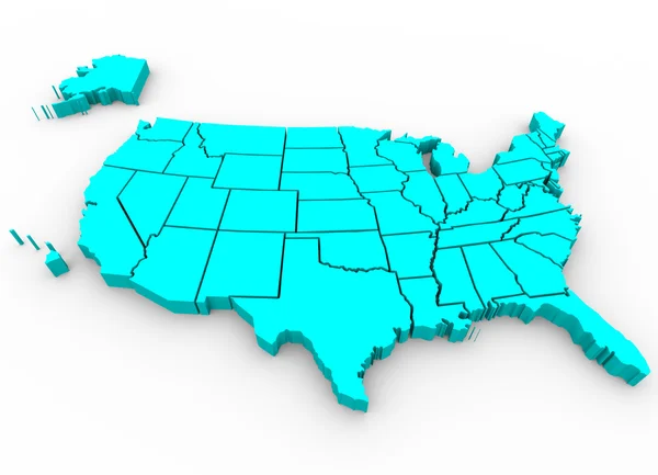 Mappa degli Stati Uniti - 3d Render Illusration — Foto Stock