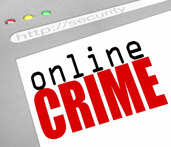 Przestępczości online - tkanina tęcza i tekst — Zdjęcie stockowe