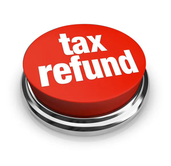 税の払い戻し - 赤いボタン — ストック写真