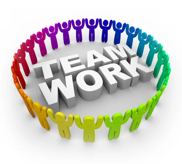 Kleurrijke rond woord teamwork — Stockfoto