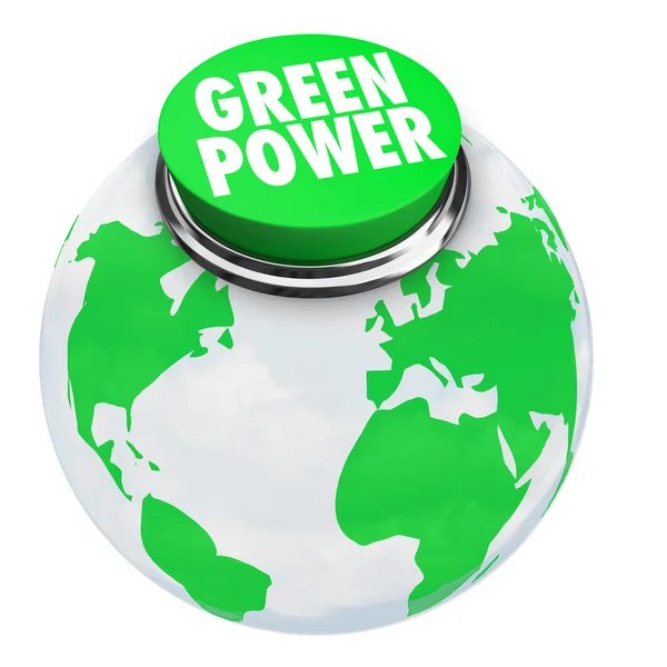 Green Power - Earth Button — Stock Photo, Image