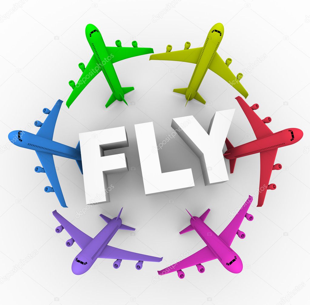 Fly - Colorful Airplanes Around Word