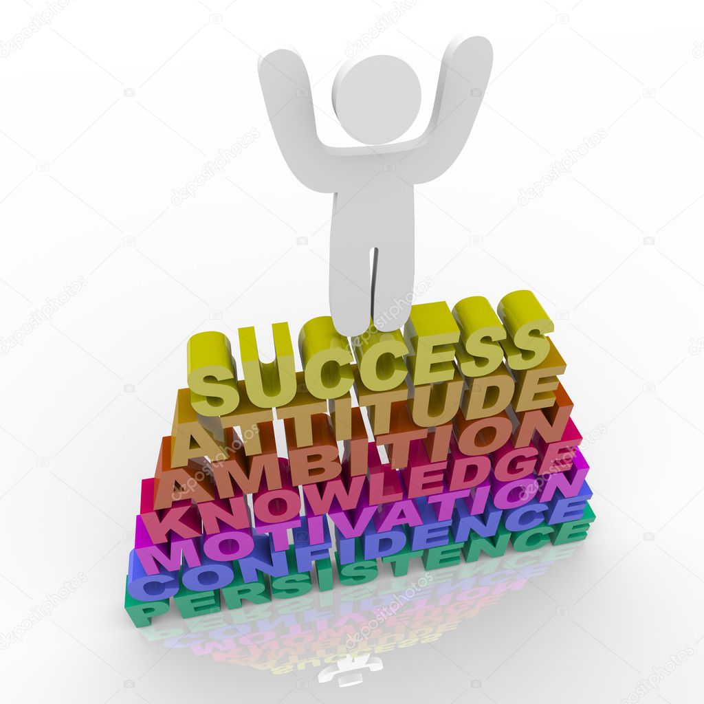 Person Celebrating Success - Atop Words