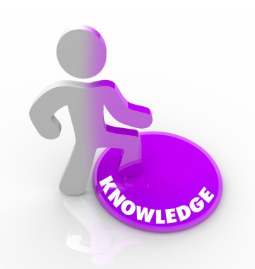 Person Stepping Onto Knowledge Button clipart