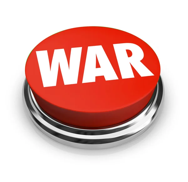Wojny - słowo na okrągły czerwony przycisk — Zdjęcie stockowe