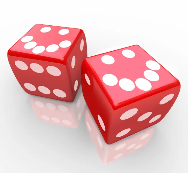 Smiley Faces on Red Dice — Stock Photo, Image