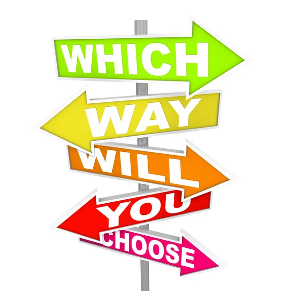 Questions on Arrow SIgns - Which Way Will You Choose? — Stock Photo, Image