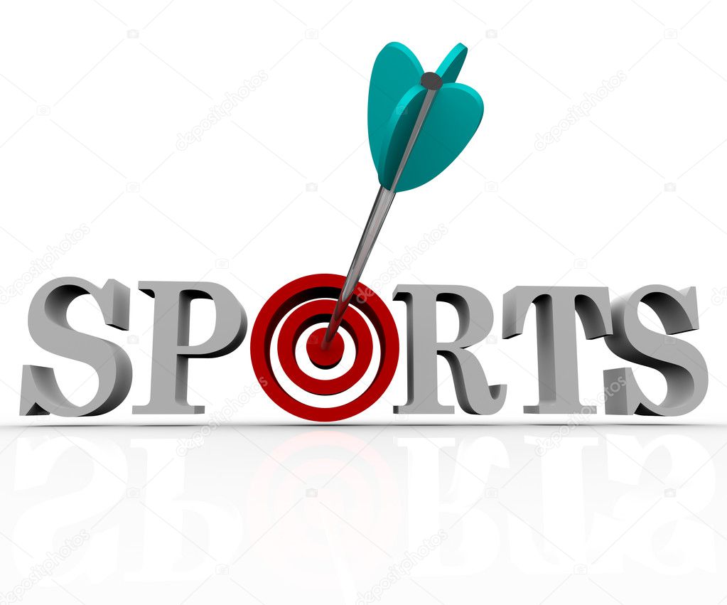 The word Sports with a Bullseye for the letter O and an arrow in the center of the target