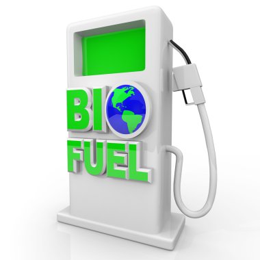 A green, environmentally friendly and efficient gas pump with the words Bio Fuel clipart