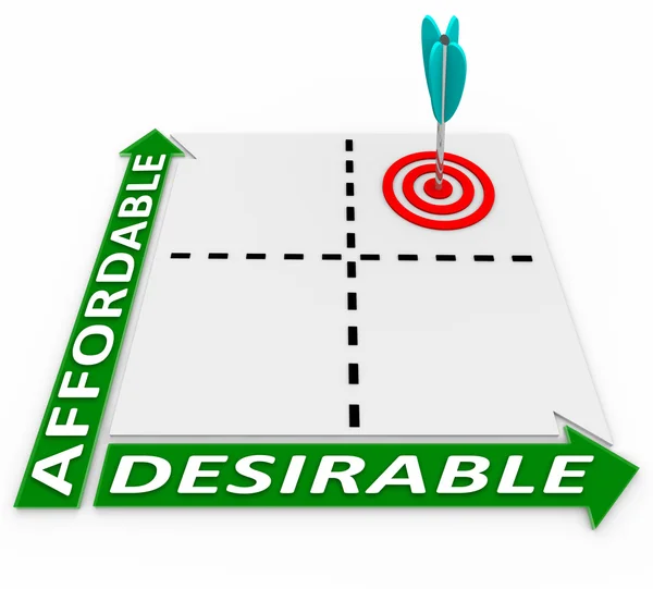 Gráfico asequible y deseable - Flecha y objetivo — Foto de Stock