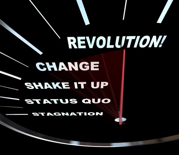 Change - snelheidsmeter races te revolutie — Stockfoto
