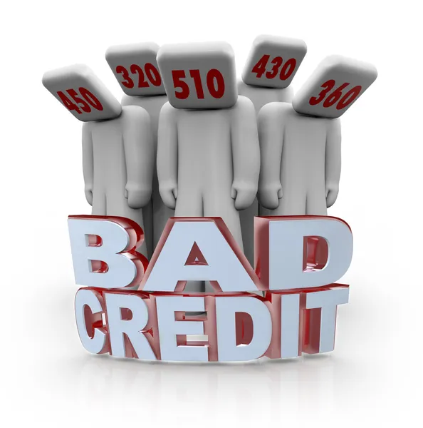 Bad Credit Scores - Deprimido com cabeças de número — Fotografia de Stock