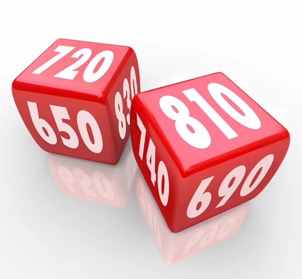 Credit Scores on Red Dice — Stock Photo, Image
