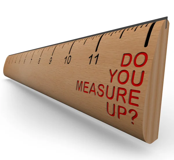 Uma Régua Madeira Com Palavras You Measure Simbolizando Avaliação Pessoal — Fotografia de Stock