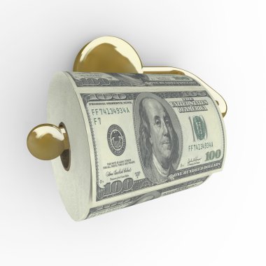 Toilet Paper Roll of Money - Hundred Dollar Bills clipart