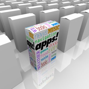 Many Boxes of Apps - Application Software Marketplace Store clipart