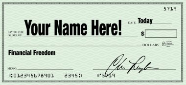 Financial Freedom - Your Name on Blank Check clipart