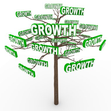Growth Tree - Words on Branches Symbolize Organic Growing clipart