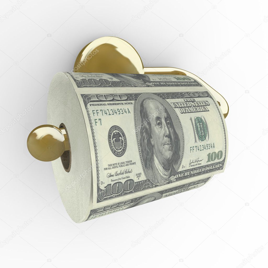 Toilet Paper Roll of Money - Hundred Dollar Bills