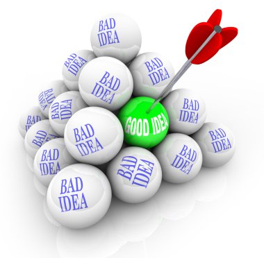 Good Idea vs Bad Ideas - Successful Creativity clipart